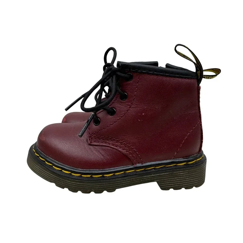 Dr. Martens Infant 1460 Softy T Cherry Red Leather Ankle Booties Infant sz 5